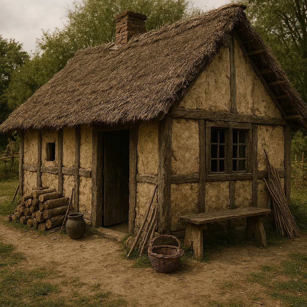 Homely image of a medieval cottage in the woods